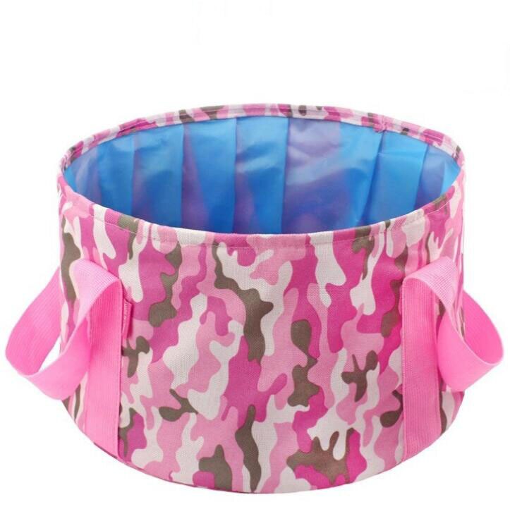 15L Tragbare draussen Reise Faltbare Falten Camping Waschbecken Eimer Schüssel Waschbecken Waschen Camping Wasser Eimer Reise Verwenden Becken: Rosa