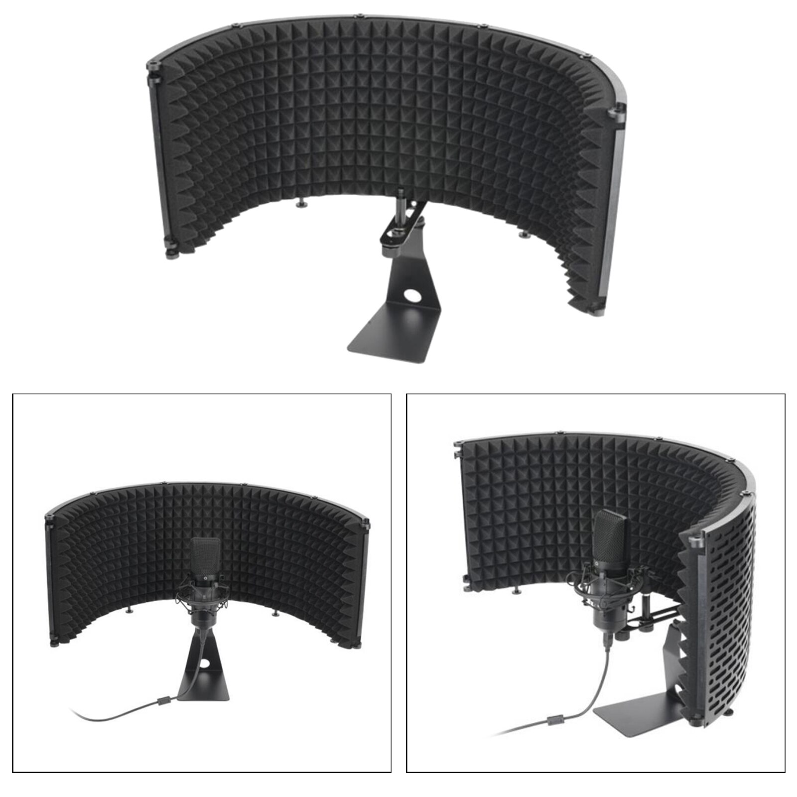 Foldable 5 Panels Microphone Isolation Shield Sound-proof Panel with Stand Electric Instrument Parts & Accessories