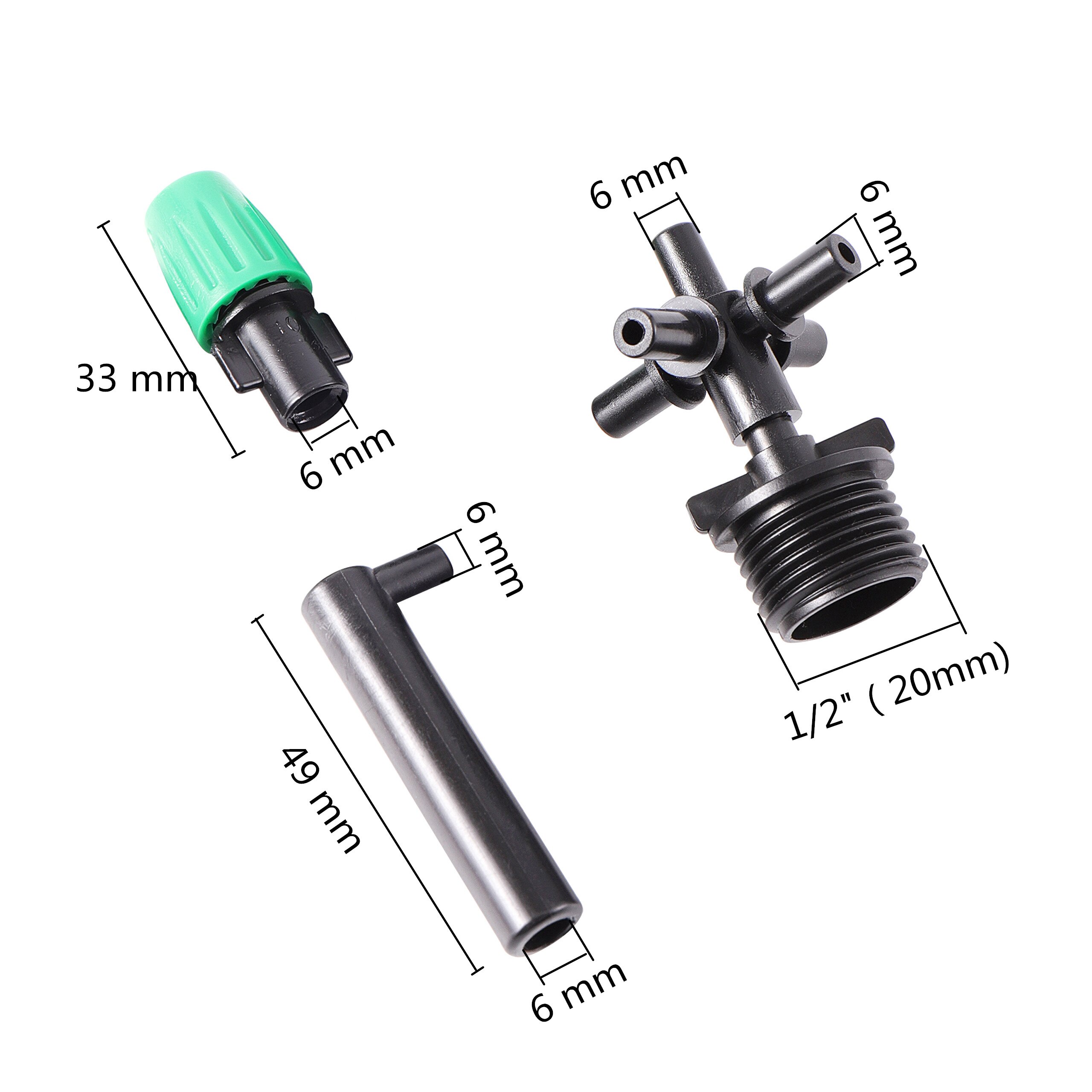 Tuin Irrigatie Vernevelaars Drenken Verneveling Sproeier Met Water Fittings 5-Manier Fogger Nozzles Koeling Bevochtigen Levert