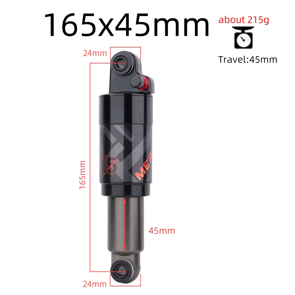 MEROCA Mountainbike Luft Stoßdämpfer 125mm/150mm/165mm/190mm/200mm Rolle Legierung MTB Falten Fahrrad Hinten Schock Radfahren Teile: 165mm