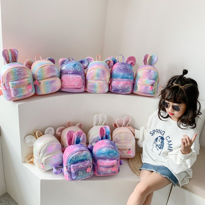 kids Girls backpack peach heart female bag female cartoon cute children rabbit Korean backpack student schoolbag