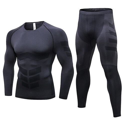 Fanceey Anti microbial Winter Thermo Underwear Thermal Men Long Johns Thermal Clothing Rashgard Kit Long Compression Underwear: black set / M