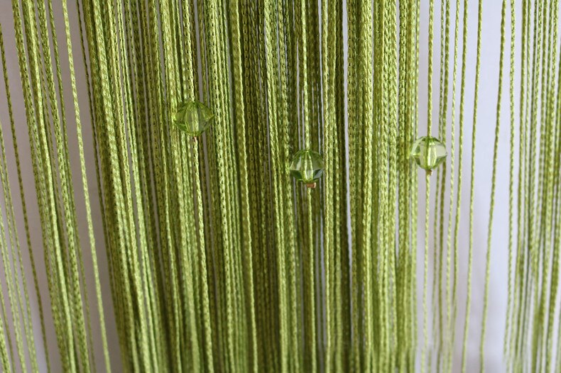 14 färger pärlor linje gardin tofs sträng dörr gardin fönster vägg panel rumsavdelare dörröppning hem vardagsrum bröllop inredning: Gräsgrön