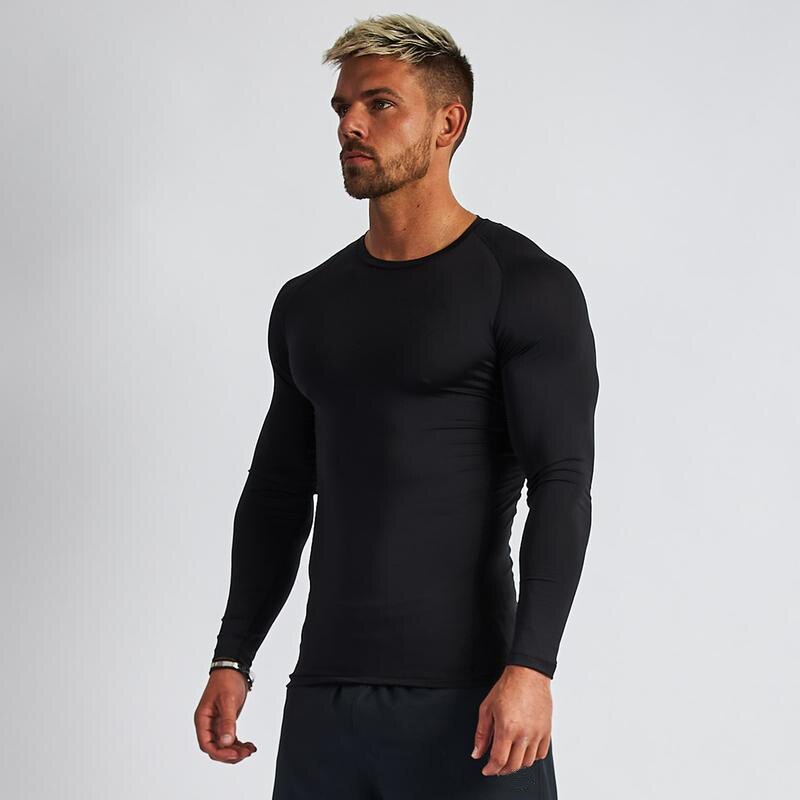 Lauf T-Shirt Männer Rollkragen Kompression Shirt trainieren Fitness Spitzen Herbst Bodybuilding Kleidung Fitnessstudio Langarm T Hemden