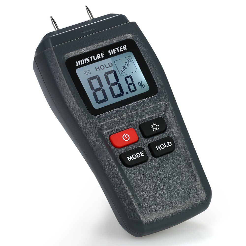 Digital Wood Humidity Moisture Meter Hygrometer Handheld LCD Lumber Damp Detector Timber Humidity Content Tester 2 Pin Probe