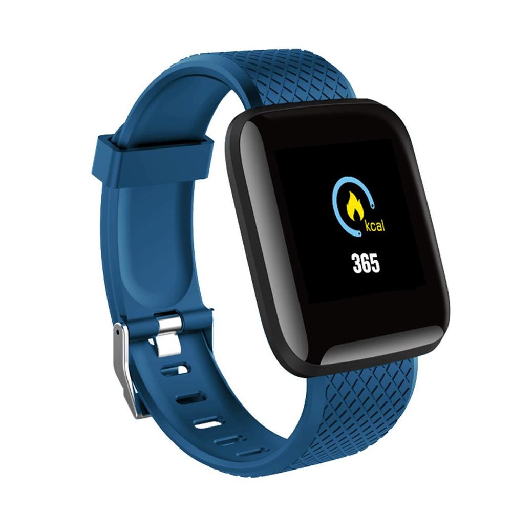 Smart Horloge Mannen Vrouwen Waterdicht Bloeddruk Hartslagmeter Sport Fitness Tracker Armband Smartwatch Voor Ios Android: Blauw