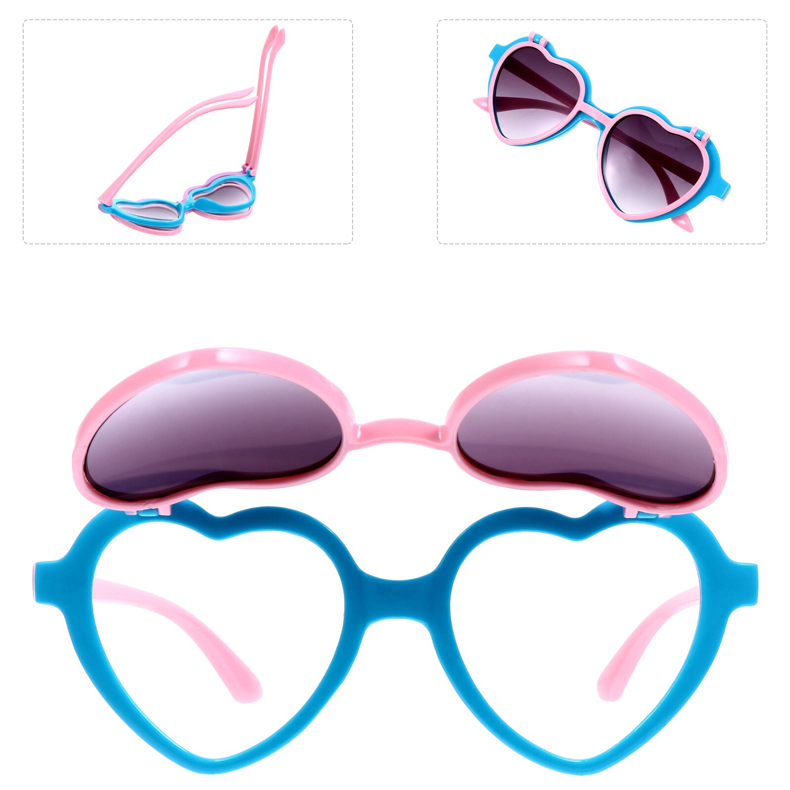 1 par de gafas de sol de dibujos animados para niños, lentes de sol con forma de corazón para jóvenes