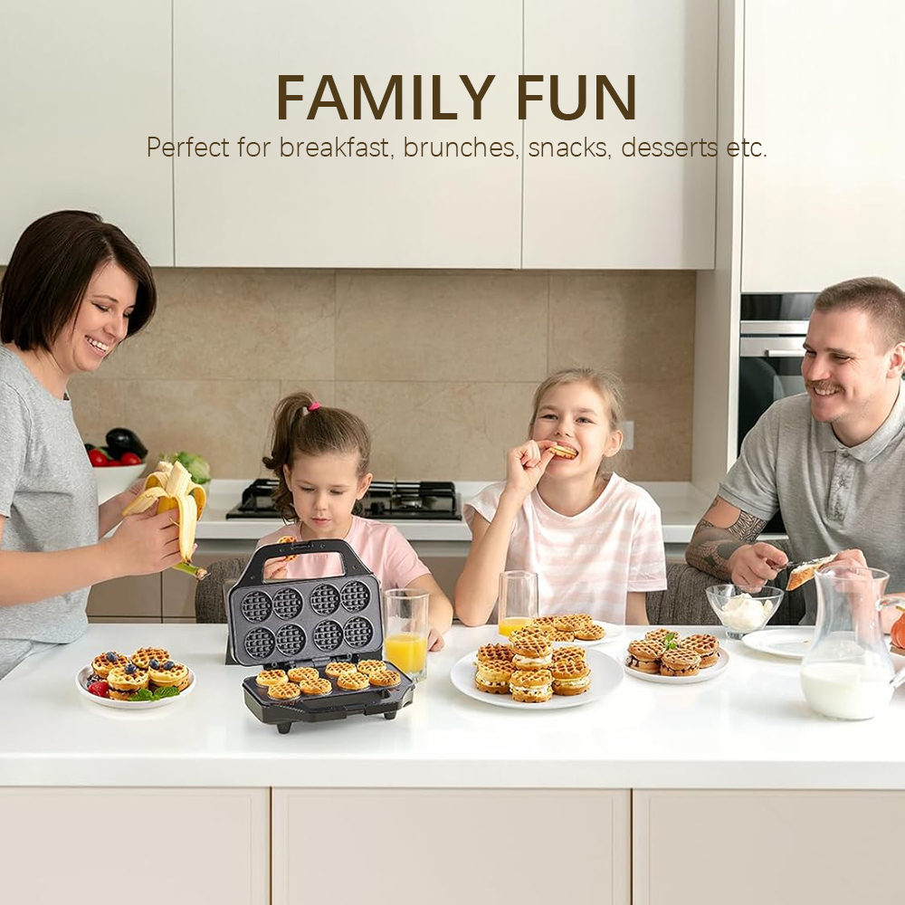 Mini Waffle Maker 8 x 2'' Tiny Waffle Cooking Machine Nonstick Iron Cake Waffles Griddle Quick Heat-Up for Kids Snack Breakfast