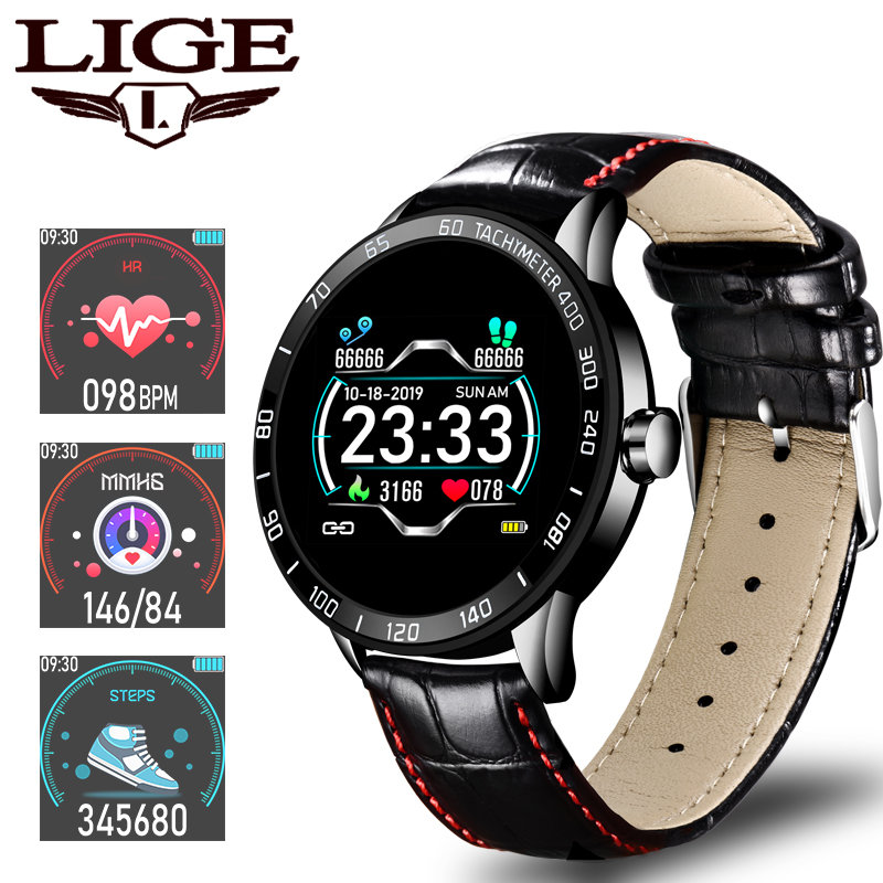 LIGE Sport Clever Uhr Männer Clever Fitness Uhr herz Bewertung blutdruck Monitor Schrittzähler für Android ios Aktive smartwatch