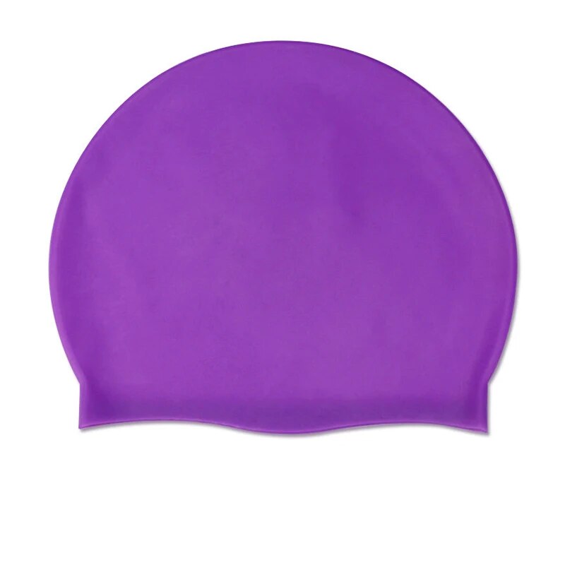 Badekappe, Silikon, wasserdicht, für Männer, Frauen, Erwachsene, freundlicher, langes Haar, Poolkappen, Tauchen, Schwimmausrügestochen, elastische Kappen: Lila