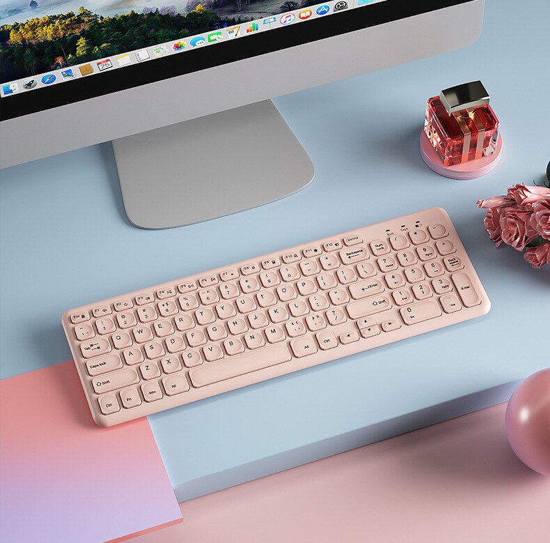 2.4G Wireless Keyboard and Mouse Pink Keyboards Mouse Combo Set Slim Ergonomic Silent Keypad Mause For Laptop Desktop Windows PC