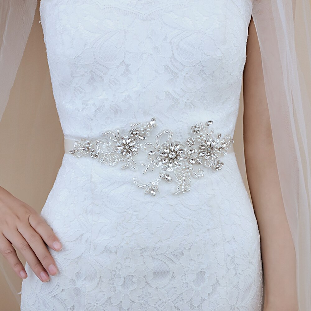 TRiXY S139 strass ceinture perles mariage ceinture argent diamant ceinture mariée ceinture mariage robe accessoire blanc brodé ceinture