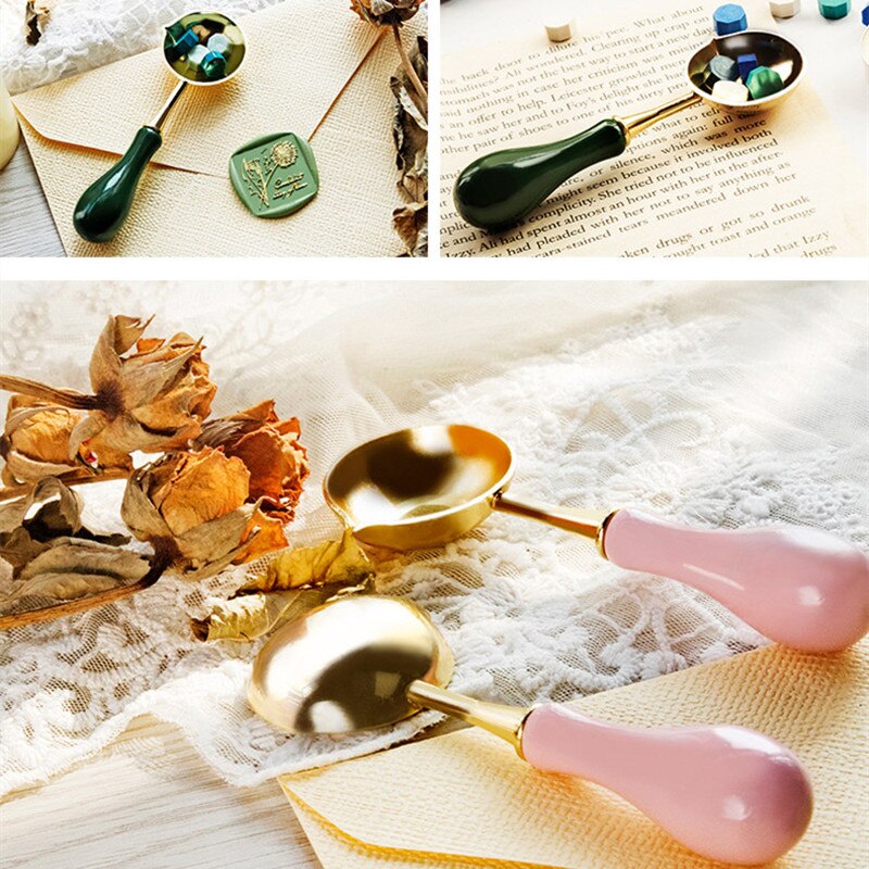 Wax Seal Wooden Handle Spoon DIY Retro Craft Stamp Envelope Wedding Invitation Sealing Wax Spoon Stamp Making Tool