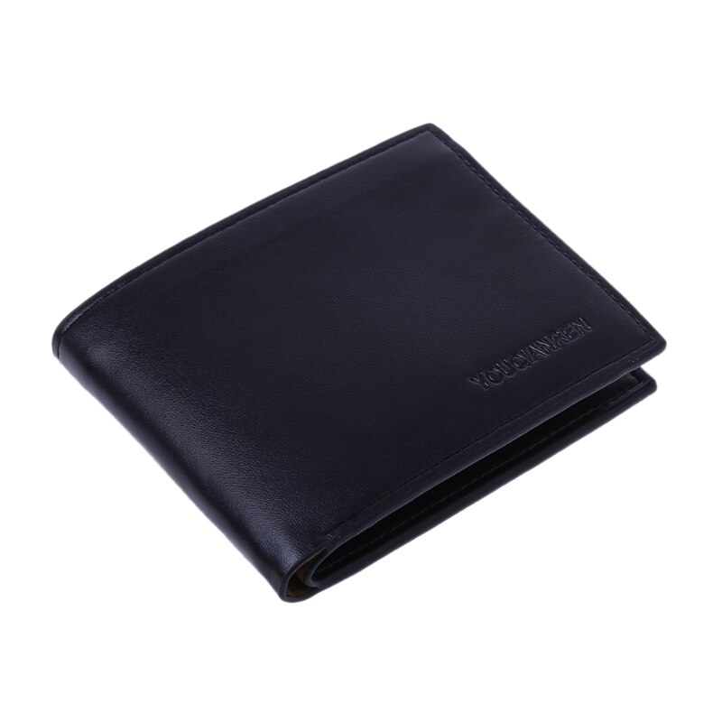 Men's Short Leather Wallet ID Credit Card Holder Billfold Purse Clutch Male Mini Letter Print Photo Wallet: BK