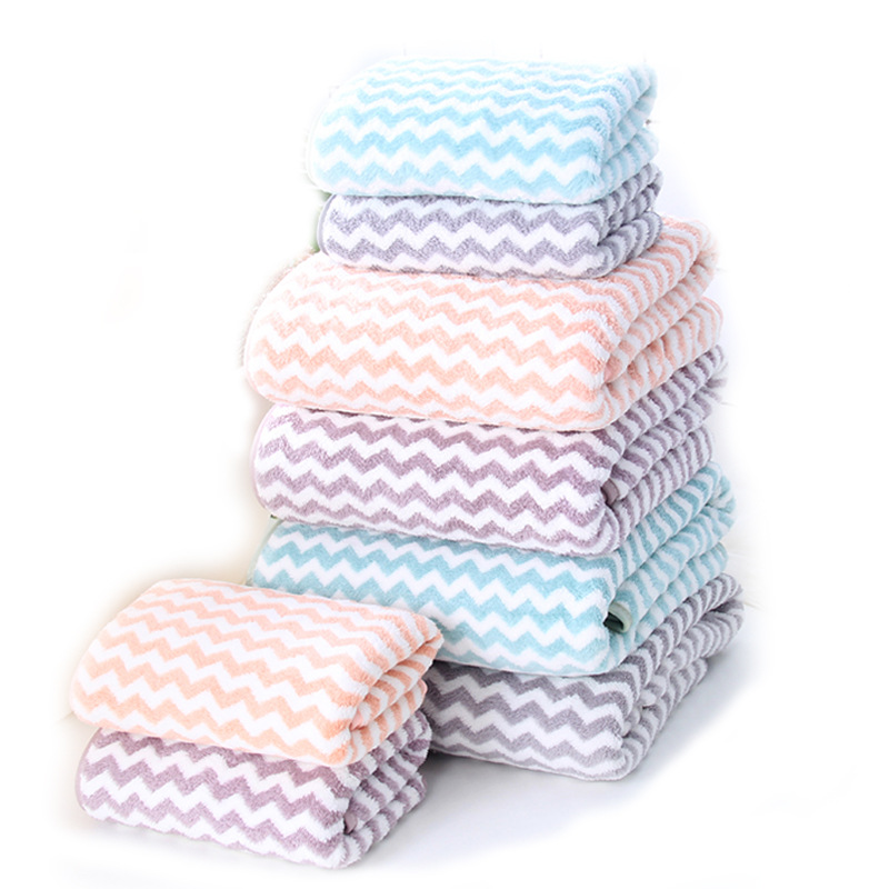 2pcs/set Bath Towel Set Coral Fleece Large Thick Bath Towel Bathroom Hand Face Shower Towels Home for Adults Kids Wave