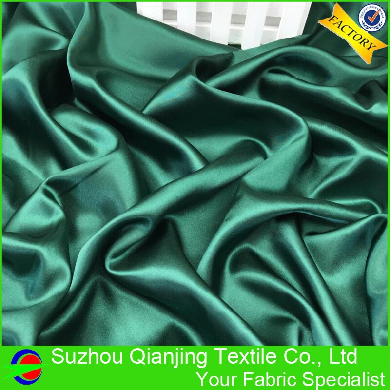 Satin de Polyester vert foncé, tissu teint uni, brillant, doux et lisse