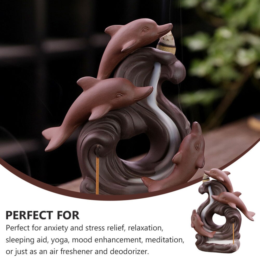 Backflow Incense Burner Dolphin Incense Holder Aromatherapy Ornament Home Decor