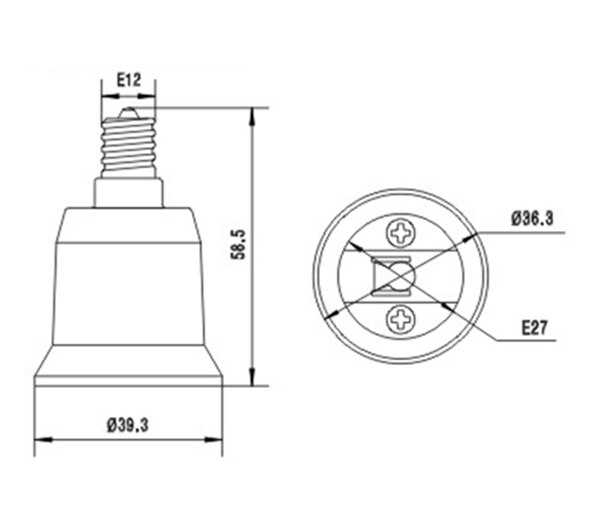 E12 à E26/E27 adaptateur de douille de lumière E12 à E26/E27 convertisseur de support de lampe, CE Rohs installer l'ampoule Standard dans la prise de candélabre