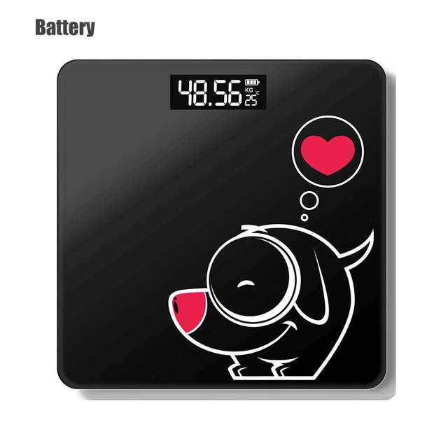 HQ bathroom floor body scale glass smart electronic scales USB charging LCD display body weighing home digital weight scale: battery 1