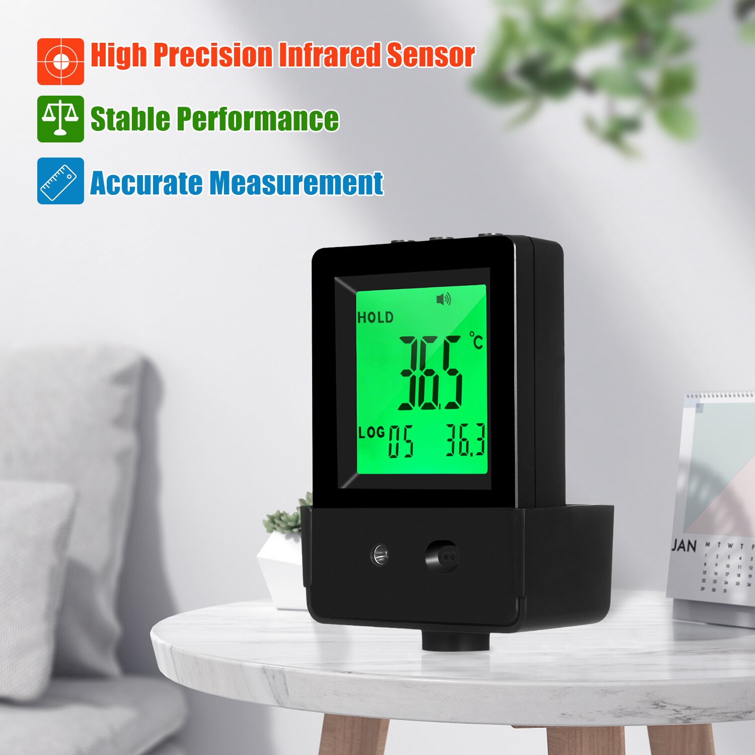 Infrarood Thermometer Muur Gemonteerde Temperatuur Meting Gauge Non-contact Automatische Smart Ir Inductie 3-Kleur Backlight