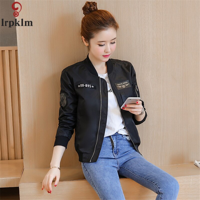 Lente Vrouwen Zwart En Legergroen Mode Korte Toevallige Jas Vrouwelijke Losse Lange Mouwen Baseball Jacket Coat LZ191
