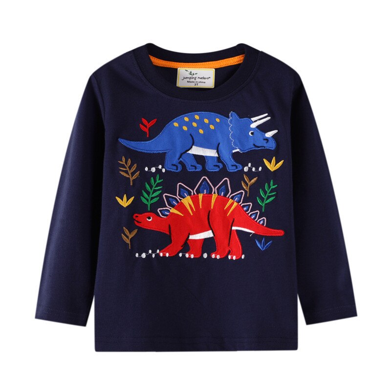 ジャンプメートル長袖動物tシャツ秋春の子供のtシャツ綿恐竜ベビー服トップス: T7229 Dinosaurs / 4T