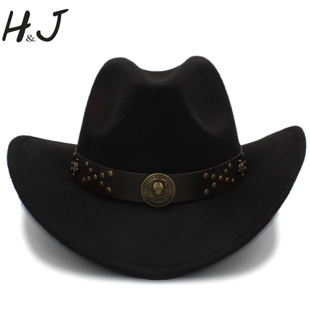 Sombrero de vaquero occidental para Hombre, Sombrero de lana tipo Chapeu, estilo Steampunk, para invierno y otoño, tamaño 56-58cm