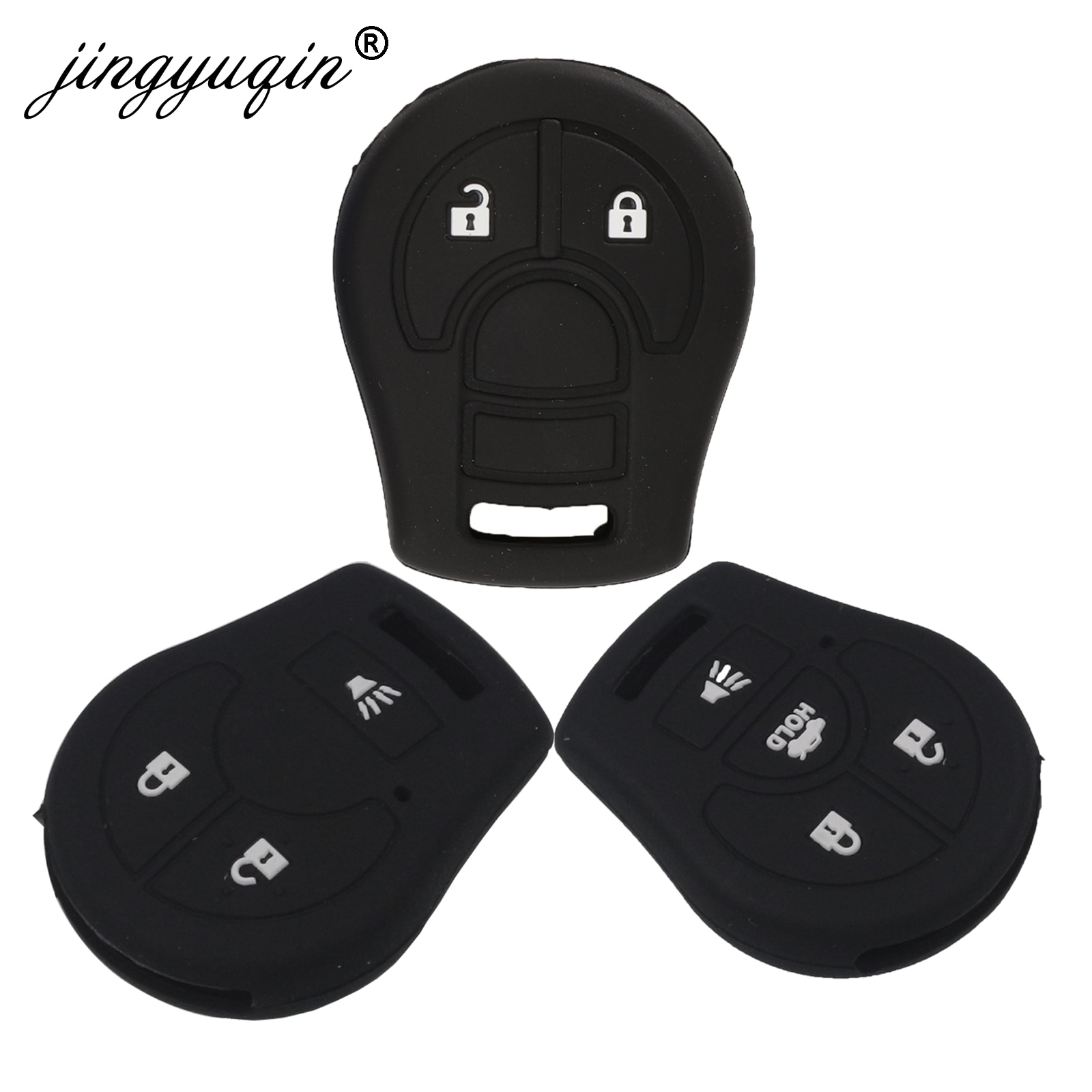 jingyuqin Silicone Soft Rubber Car Key Fob Case For Nissan Juke Micra Qashqai March Tiida 2/3/4 Button Car Key Cover Holder