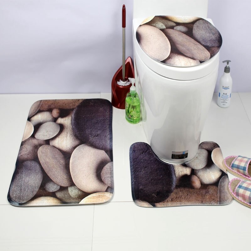 Fundas para asientos de inodoro, alfombras de franela Ocean World, alfombrilla de felpa para el baño, alfombrilla para el suelo del asiento, WC, tapa del inodoro, accesorios de baño: D