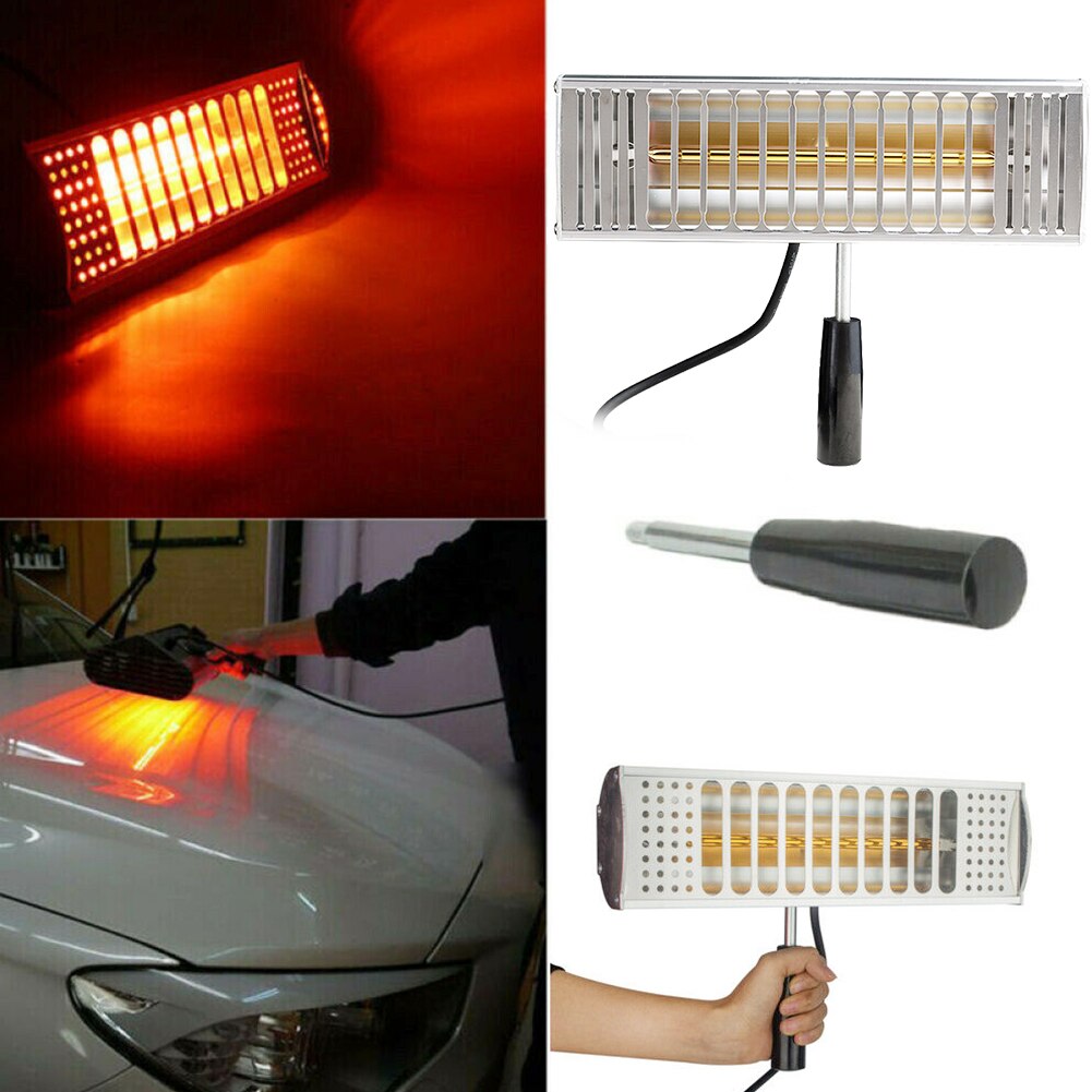 1000w tørring solfilm lysbølge auto infrarød varme bagning maling hærdning lampe bil krop spray håndholdt reparation udstødningsfilter: Plug uk