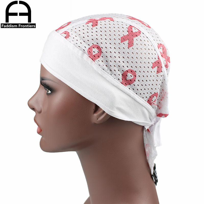 Summer Men's Mesh Durags Turban Bandanas Print Durag Breathable Doo Rag Headwear Hair Accessories Du Rag: White