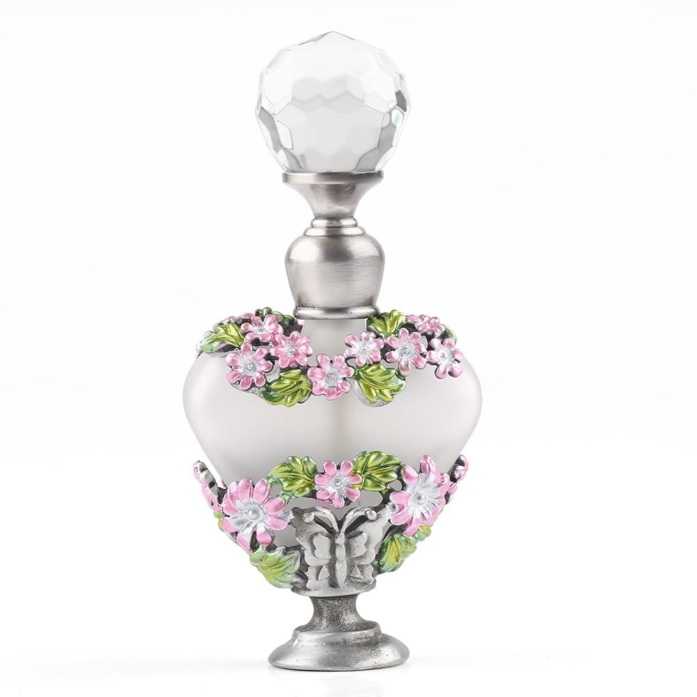 5ml vintage hjerteform manuel maleri tom genopfyldelig metalglas parfume flaske bryllup: Farve 1