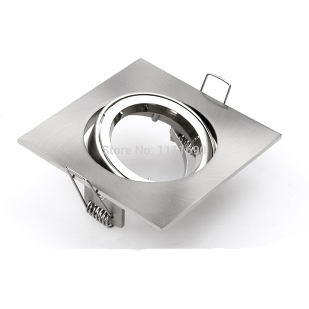 square Recessed metal chrome adjustable ceiling lamps holder GU10 socket or MR16 base LED spot and halogen built-in spot lights