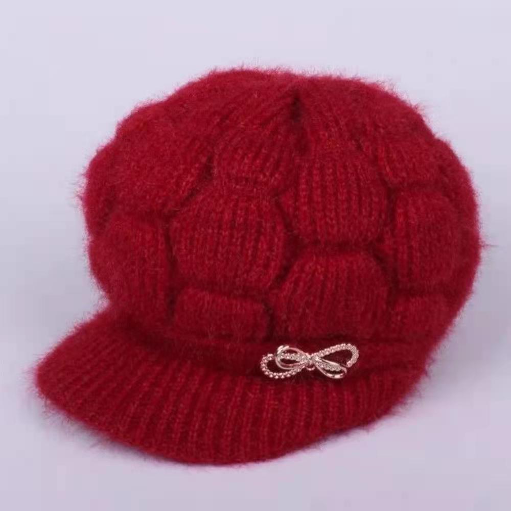 einfache Kaninchen Pelz Winter Hüte Für Frauen Winter Skullies Warme Wolle Kappe Gorros Weibliche Kappe Für großmurmeln Hütte Gestrickte kappen: Weiß