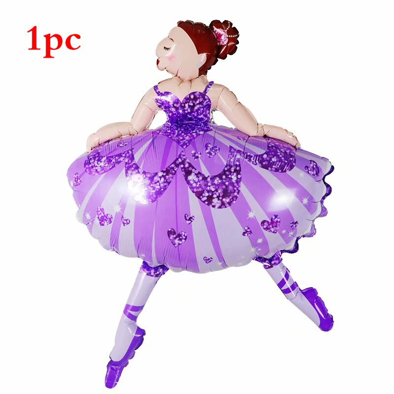 13Pcs 104*66Cm Shiny Ballerina Meisje Folie Ballonnen Set Balletdanser Helium Globos Meisjes Gelukkige Verjaardag Party decoratie Benodigdheden: 1pc purple