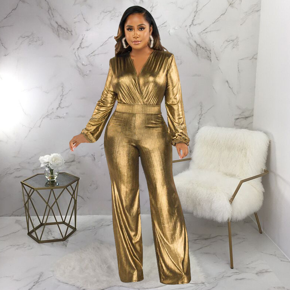 Jumpsuit kvinder efterårstøj kvinder klubtøj fødselsdagstøj kvindelige overalls one piece outfit efterårstøj: Xxl / Himmelblå