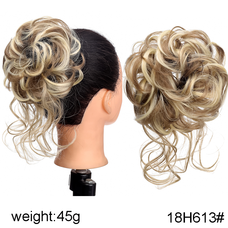 TALANG Synthetic Curly Donut Chignon With Elastic Band Scrunchies Messy Hair Bun Updo Hairpieces Extensions for Women: P1B/27
