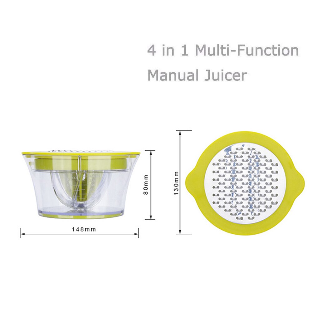 Handmatige citroen-sinaasappelpers met ingebouwde maatbeker, rasp, handpers, multifunctionele pers, extractor, keukenaccessoires