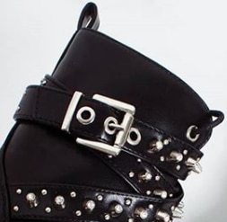 [gogd] botines negros con hebilla y correa para mujer, zapatos con remaches, zapatos punk de motocicleta de pu para mujer