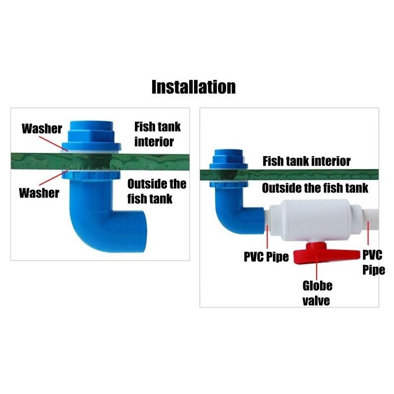 1pc 1/2"~1 1/2" PVC Pipe Fittings Aquarium Fish Tank 90 Degree Elbow Connector Overflow Thread Water Supply Accessories Joint