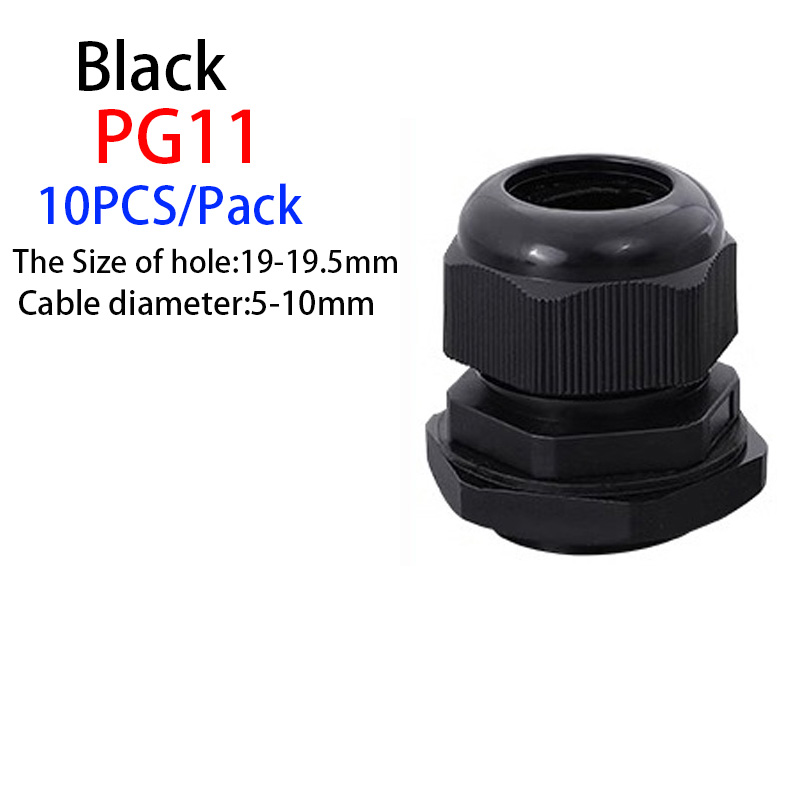 Pressacavo impermeabile 10 pezzi Ingresso cavo IP68 PG7 per 3-6.5mm PG9 PG11 PG13.5 PG16 PG19/21/Connettore in plastica nylon bianco nero: Lavanda