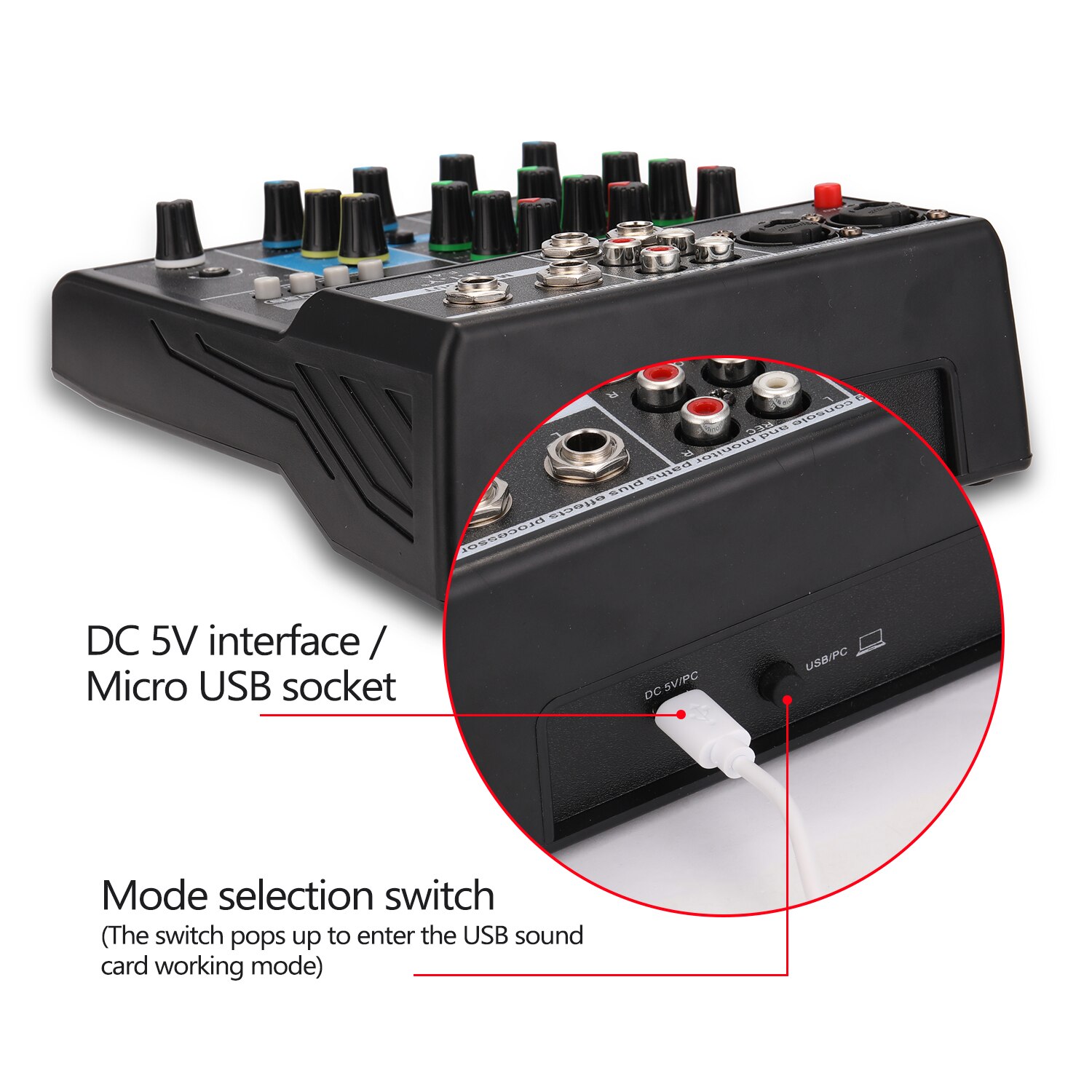 BT 4 Channel Sound Mixing Console and Monitor Paths Plus Effects Processor with USB