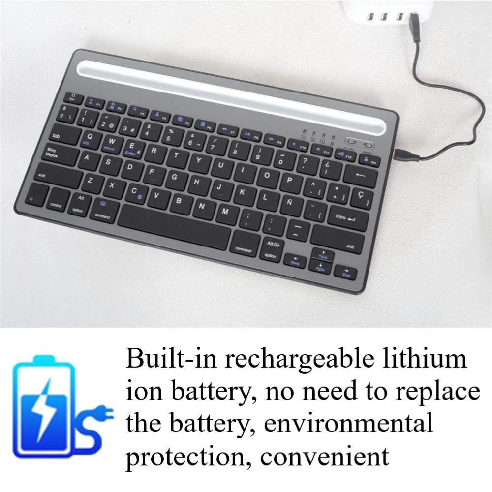 Bluetooth Keyboard Rechargeable Wireless Keyboard For iPad Phone Tablet Laptop Russian Spanish Keyboard For Android iOS Windows