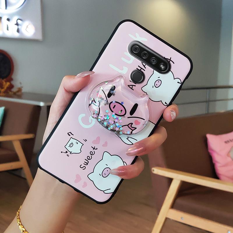 Soft Case Cartoon Telefoon Case Voor Lg K51 Kickstand Siliconen Steunpunt Voor Meisjes Drift Zand Tpu: picture 9