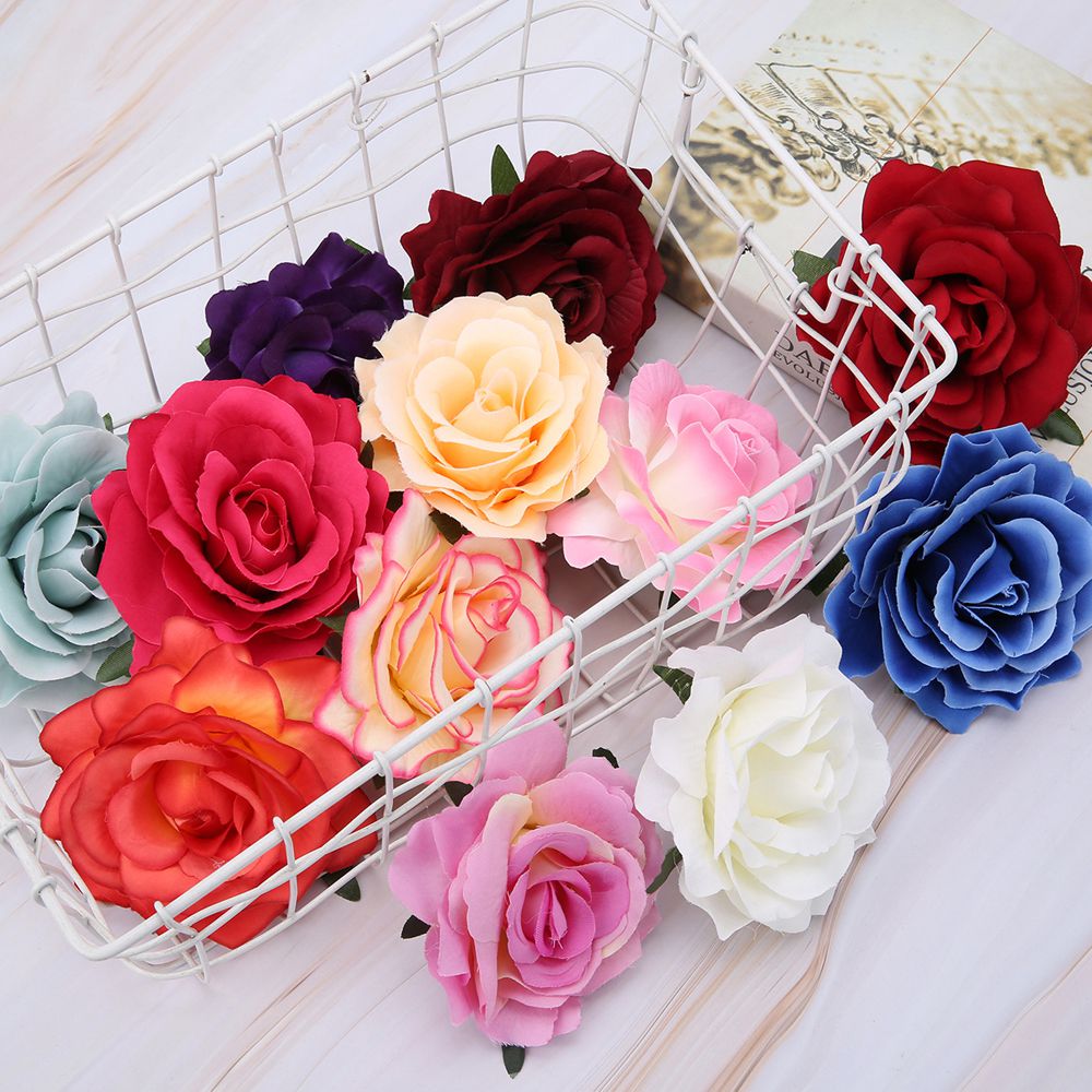 100pcs Artificial Flower Silk Rose Head Wedding bridal bouquet Brooch Wreaths Christmas Home garden Diy Decoration