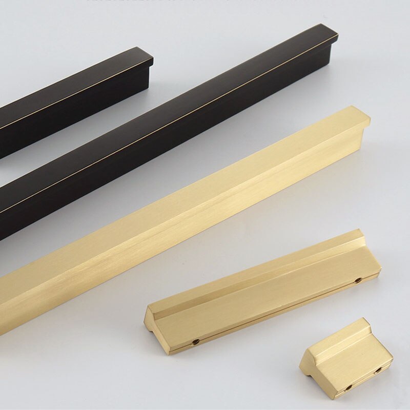 Brass long handle Furniture armoire door gold handles Drawer black bronze knobs Kitchen bathroom cabinet hardware pulls T-shape