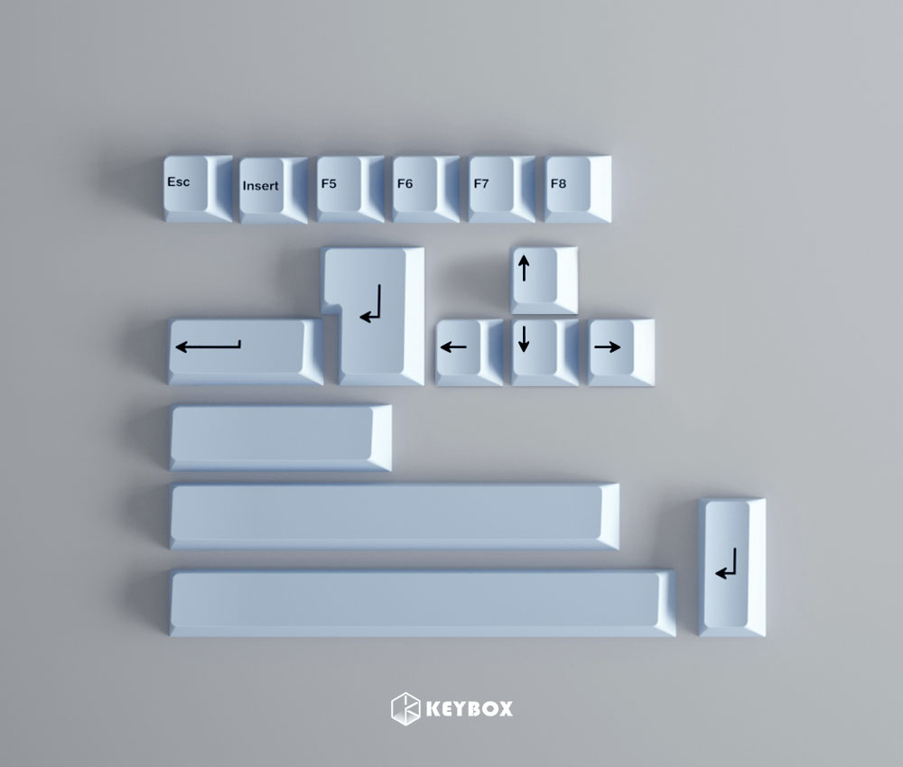 GeekArk BOW BPT Plain White Accents Colorful Keycaps Sublimation Cherry Profile Keycaps: Azure Blue