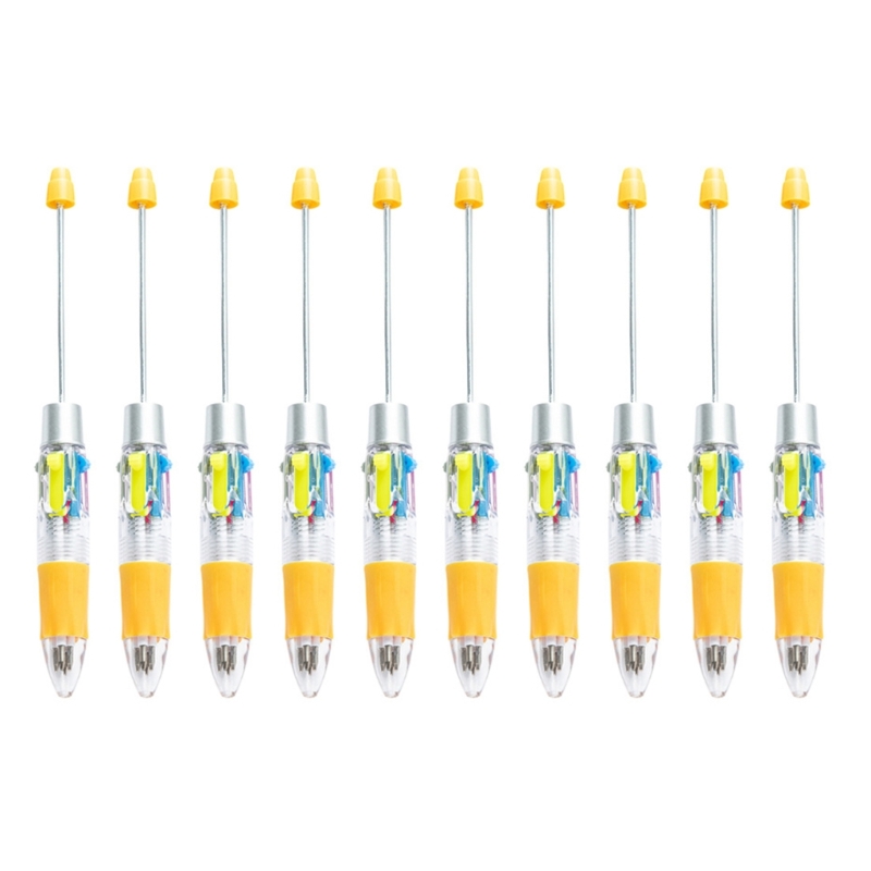 Stylo à bille multicolore perlé, 4 couleurs en 1, pointe 1.0MM, lisse pour écrire, pour étudiant, enseignant, marquage, 10: Orange