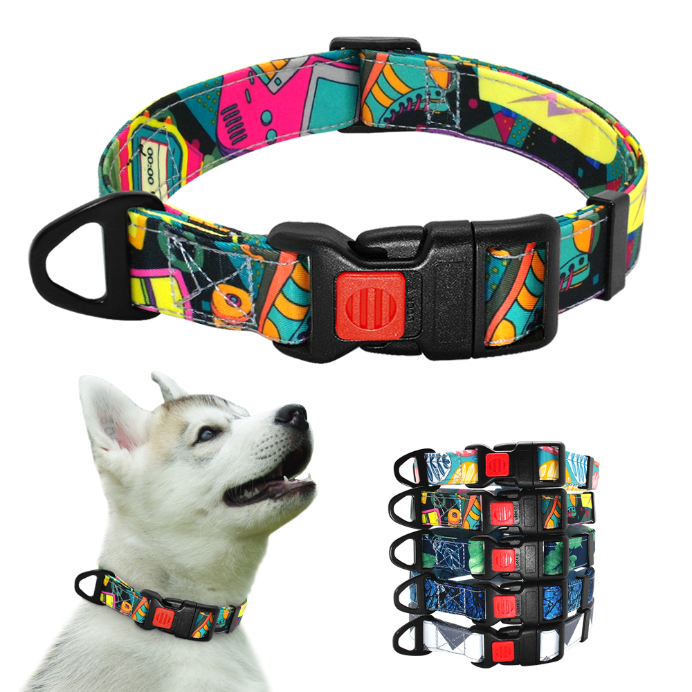 Nylon Gedrukt Halsband Verstelbare Puppy Kleine Honden Kraag Pet Halsbanden voor Chihuahua Franse Bulldog Pet Producten