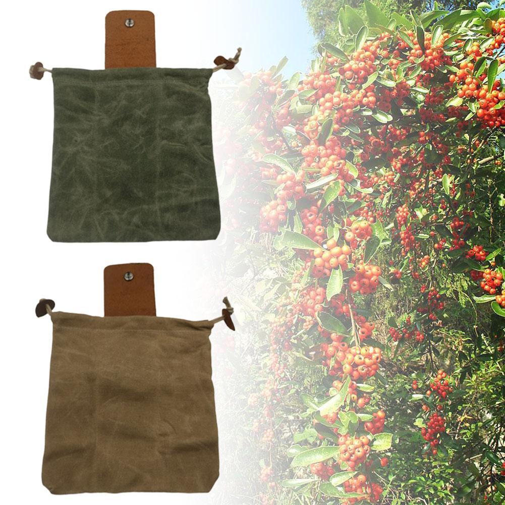 Leather and Canvas Bushcraft Bag Garden Fruit Picking Bag Outdoor Camping Storage Bag Waist Hanging Tool Bag